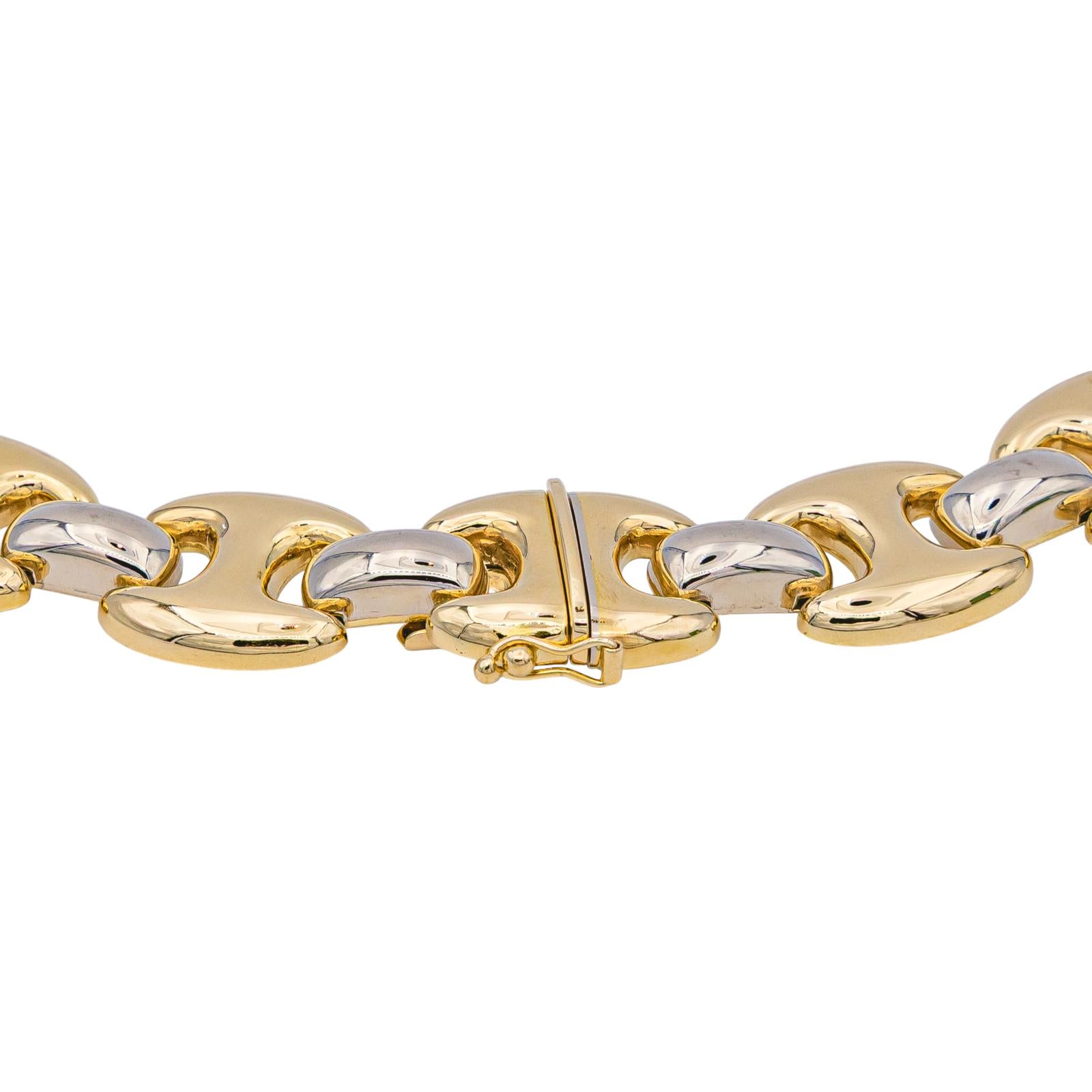 18K OR JAUNE BLANC Ras Du Cou Chaîne COLLIER Massif 18K OR JAUNE BLANC Ras Du Cou Chaîne COLLIER Massif