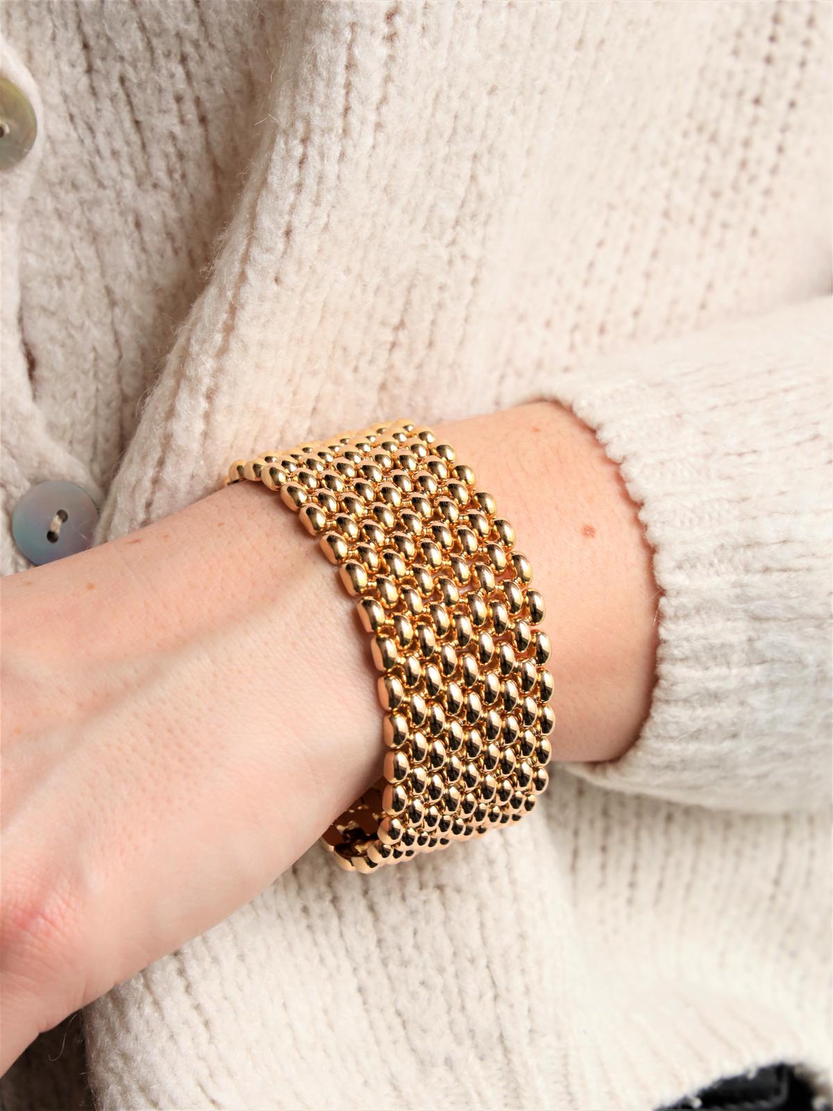 Bracelet manchette en or jaune maille grain de riz Seconde main