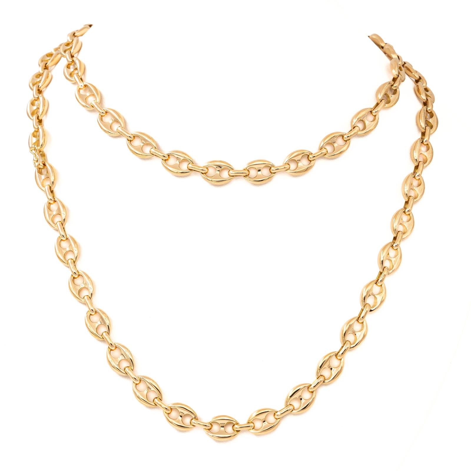 Collier Or Jaune 18 Carats Maille Massive Grain De Caf Excellent tat collier-or-jaune-18-carats-maille-massive-grain-de-caf-excellent-tat
