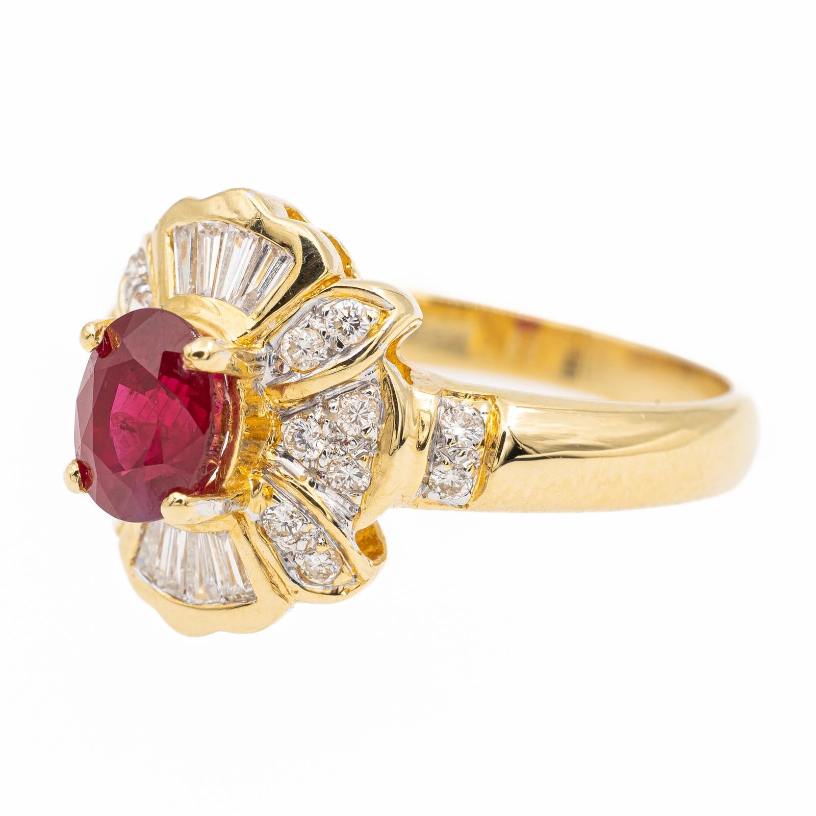Gold Ring Bague Rubis Diamant Or Jaune Bague Rubis Diamants Or