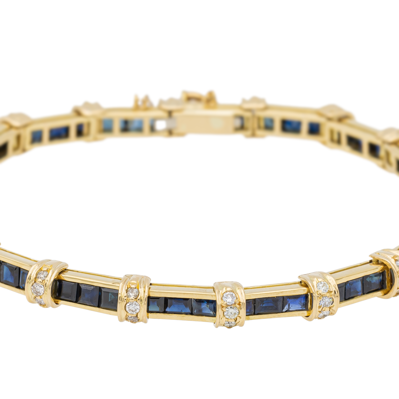 Bracelet vintage saphirs diamants or jaune 18 carats rivluxe