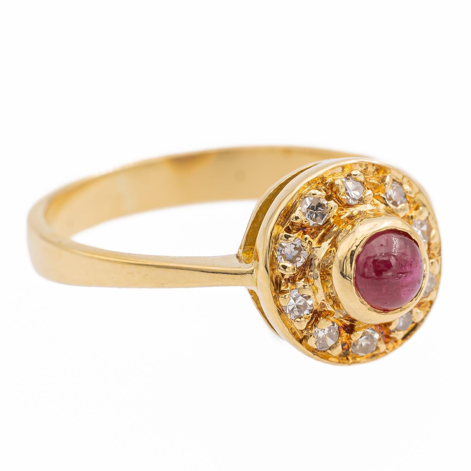 Bague En Or 18 Carats (750/1000) Avec Petit Rubis - Poids 1,51 G - Taille 49 - Occasion (origine France)