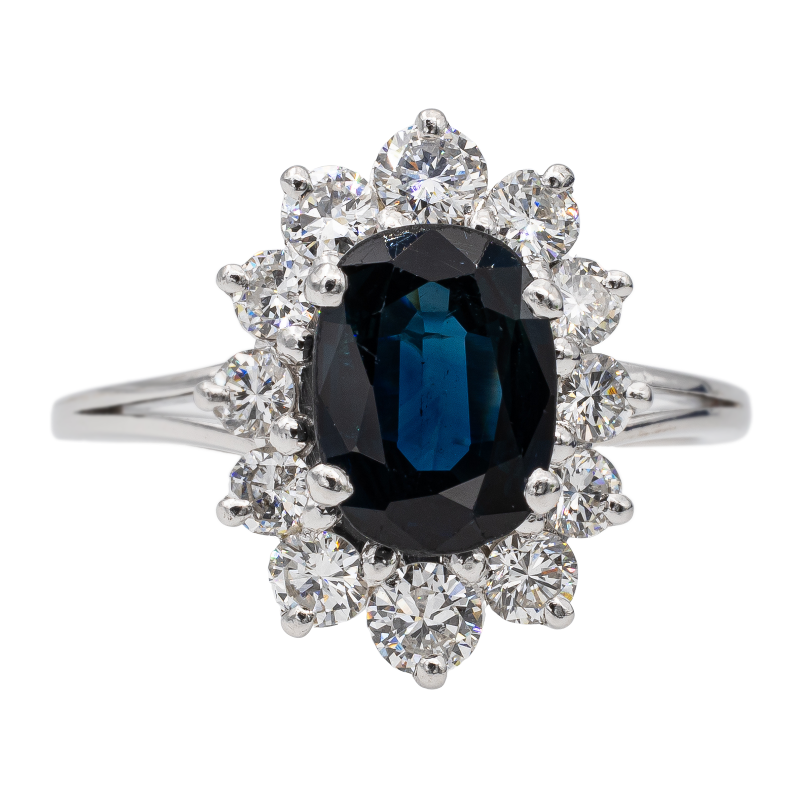 Bague pompadour saphir diamants sale