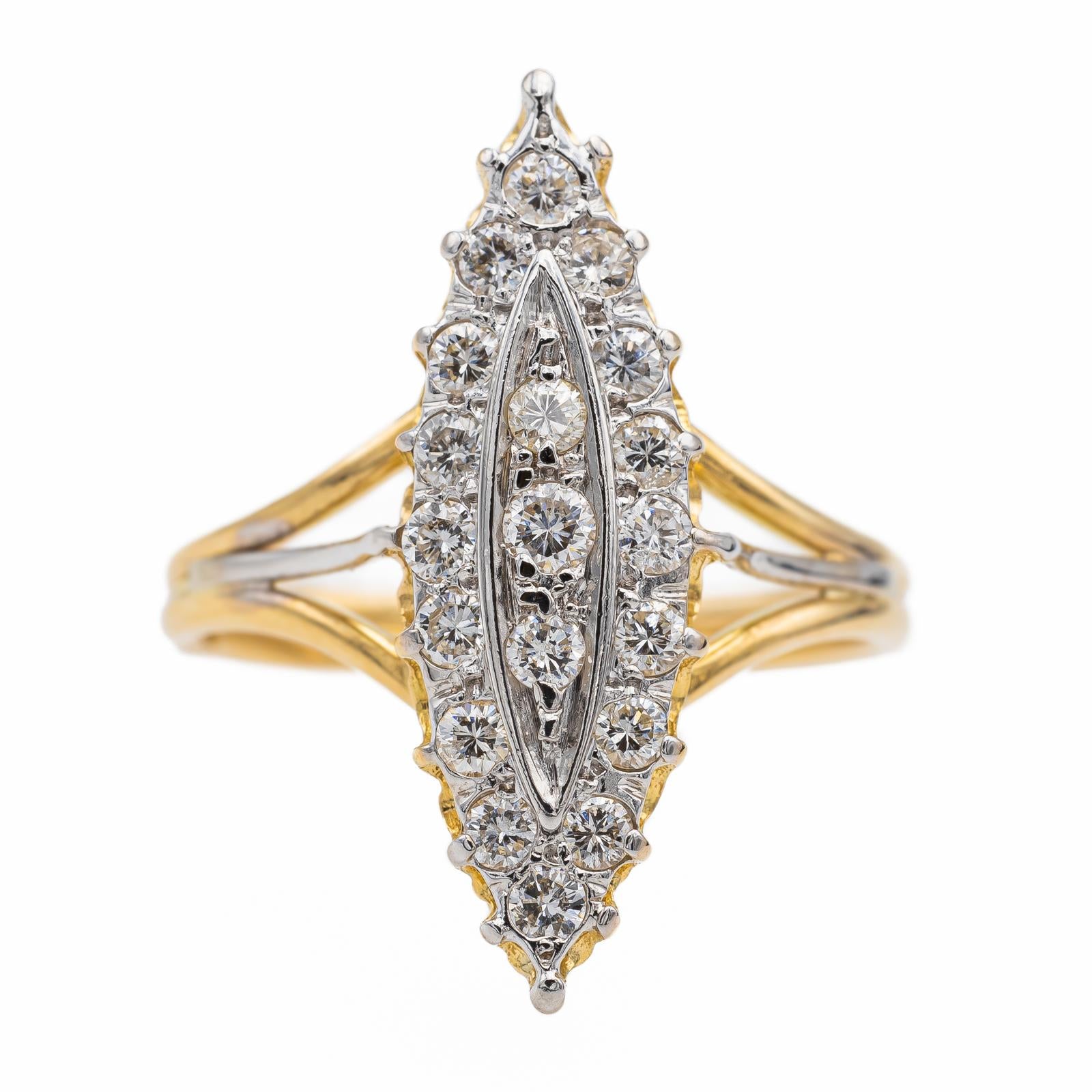 Bague marquise diamants or jaune or blanc 18 carats rivluxe Occasion Rivluxe