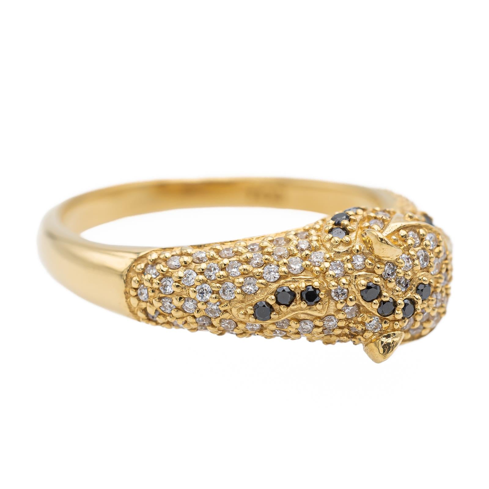 Bague Panthère en Or Jaune 18K, Diamants et Péridots, Taille 51 Occasion Rivluxe