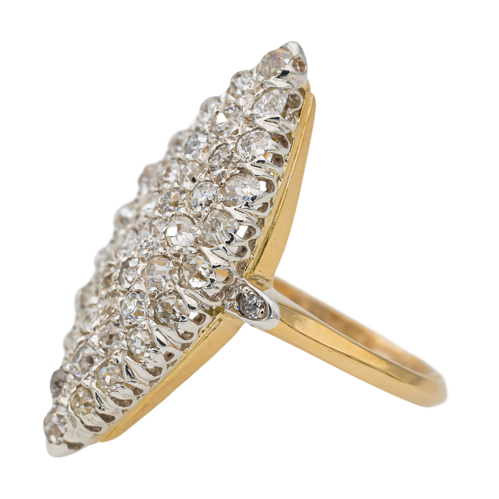 Or Jaune Bague Ancienne En Argent Bague Marquise Ancienne Diamants