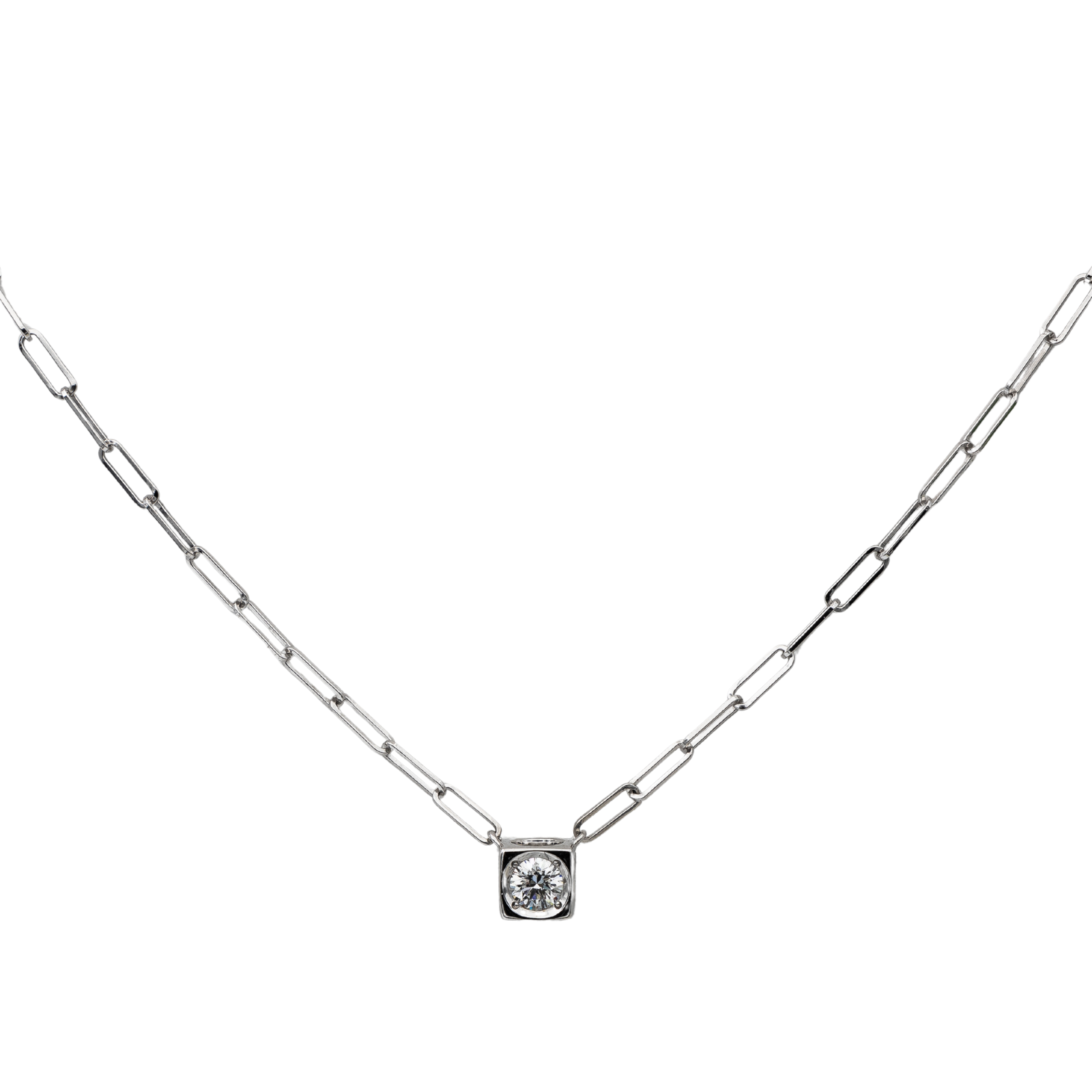 Collier Dinh Van Le Cube Grand Modèle Or Blanc 18 Carats Rivluxe Rivluxe