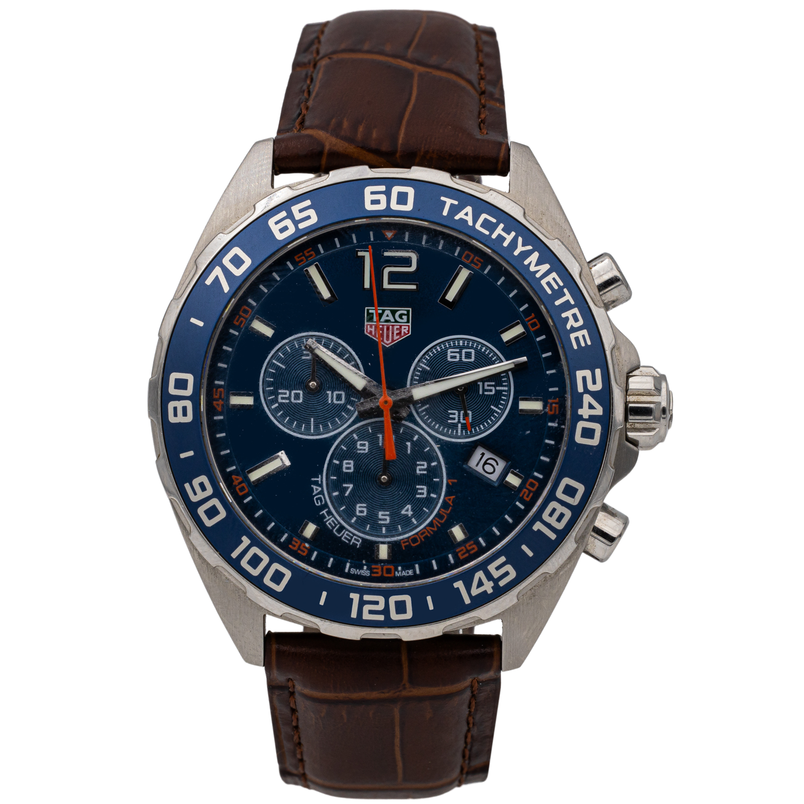 Tag Heuer Formula CAZ1014 Bleu, Chronographe, Bracelet Cuir