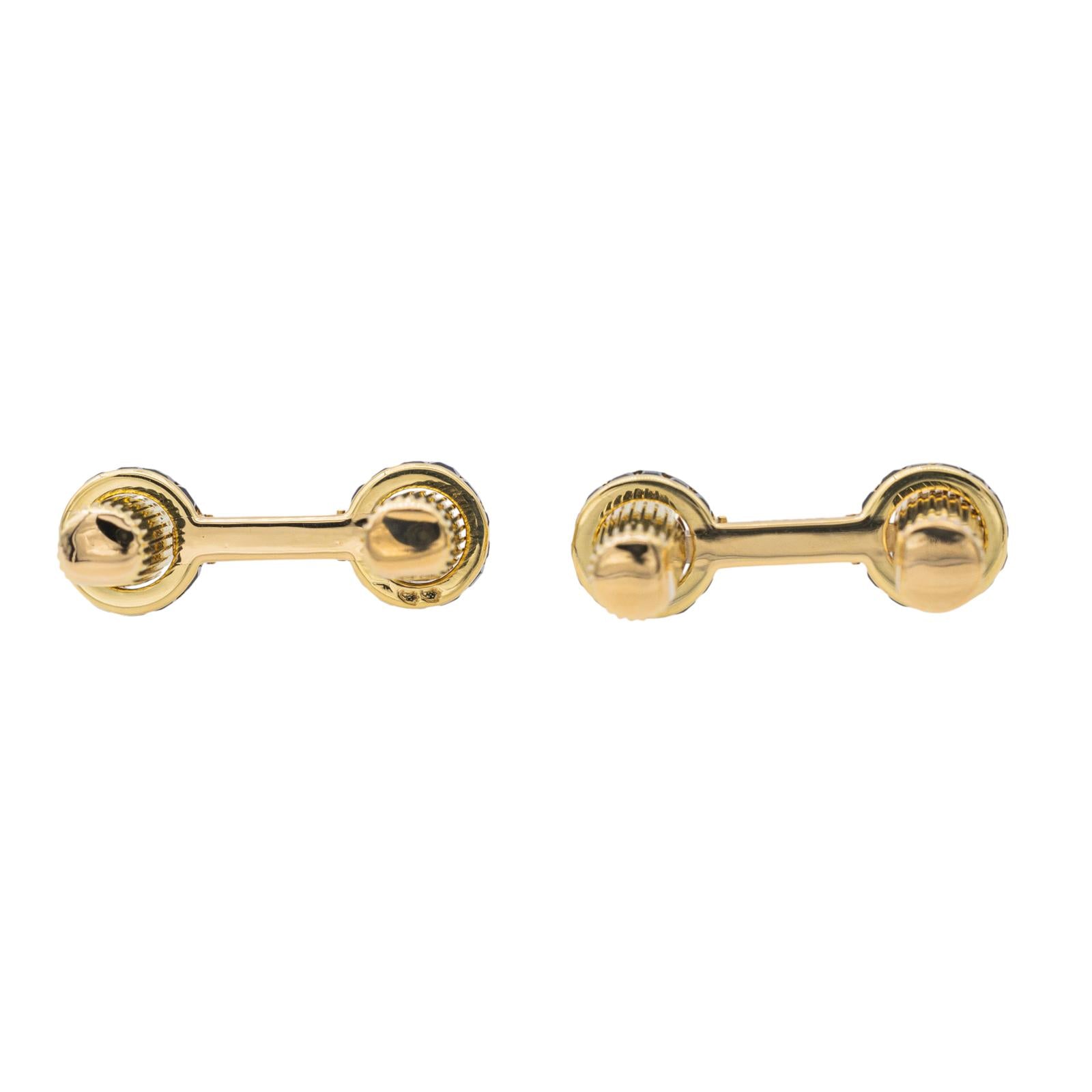 Boutons de manchette vintage en or jaune et onyx noir de style Art déco Boutons de manchette vintage en or jaune et onyx noir de style Art déco