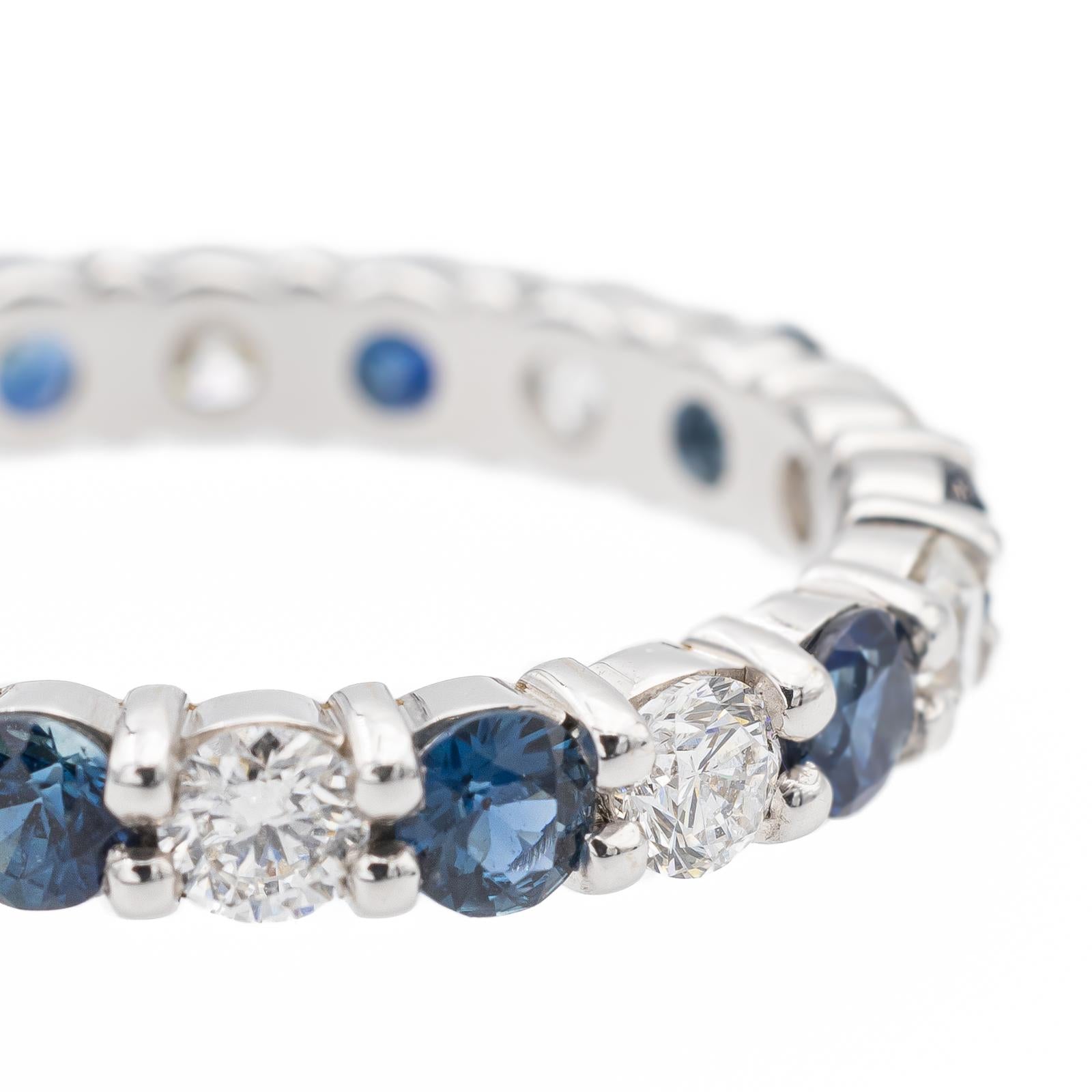 Alliance Américaine Saphirs Diamants Or Blanc 18 Carats Alliance Américaine Saphirs Diamants Or Blanc 18 Carats