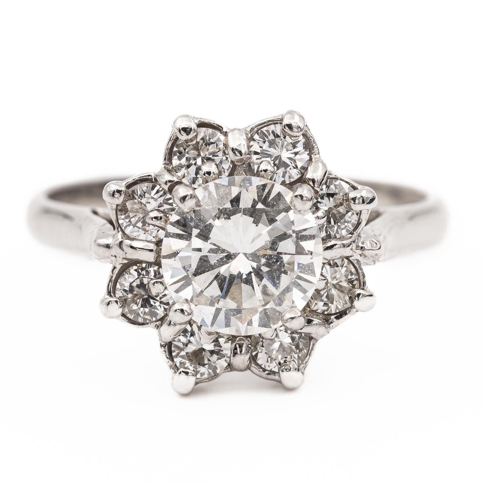Bague Marguerite diamants or blanc 18 carats d'occasion Rivluxe