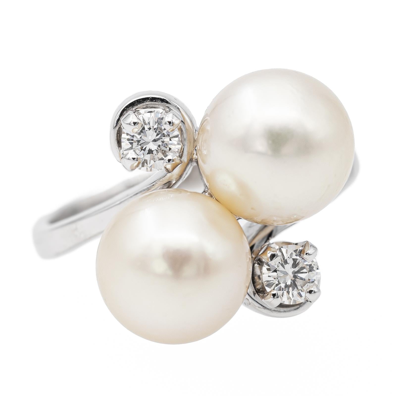 Bague Perle Or blanc Perle, Diamant