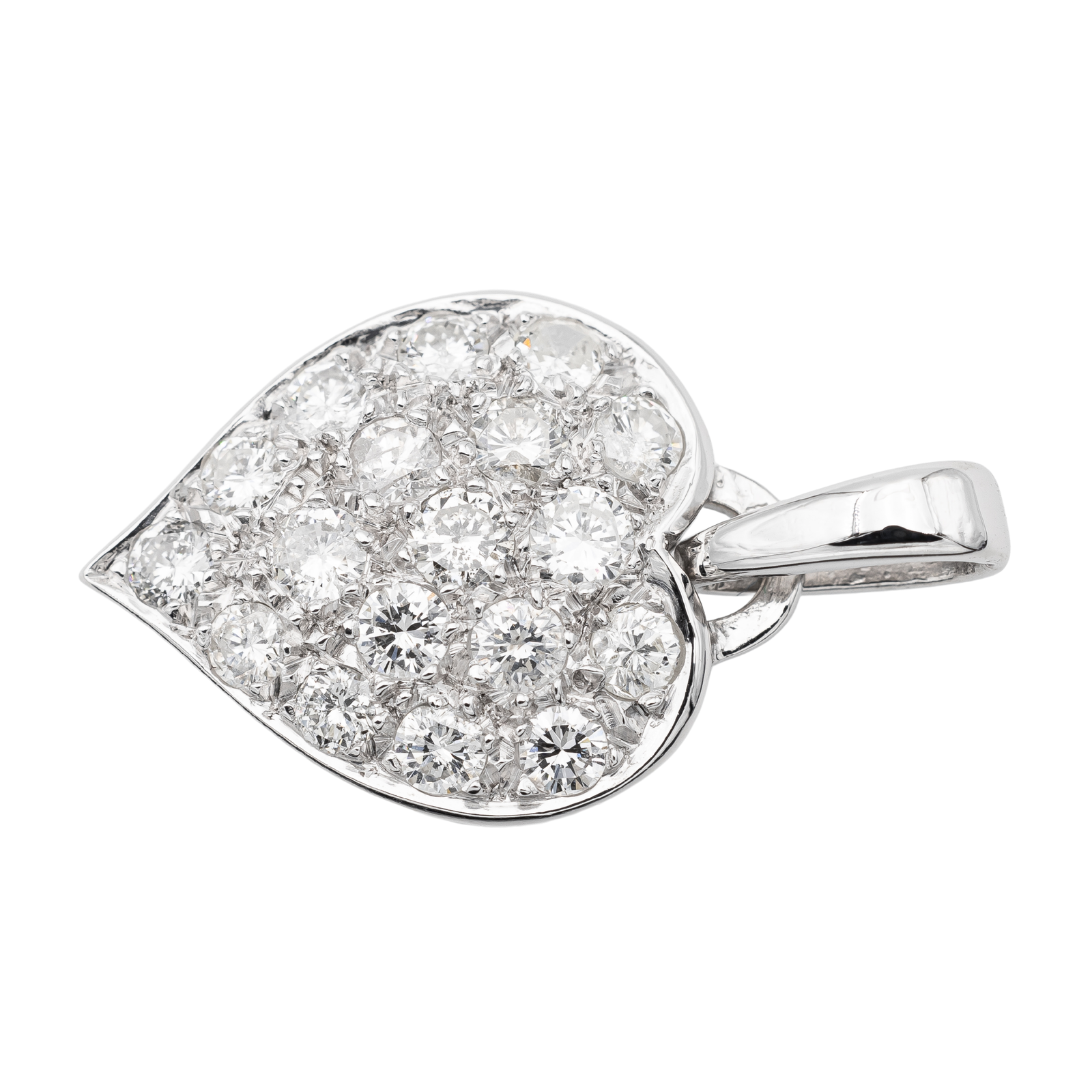 Pendentif Coeur en Or Blanc Diamants Bijou Romantique Occasion
