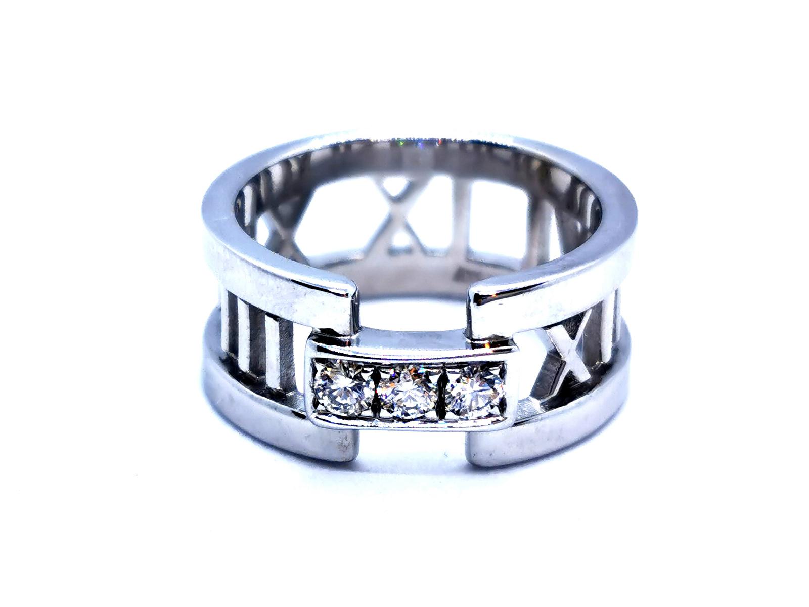 Tiffany Co Bague Atlas Or blanc Diamant Seconde main, Occasion